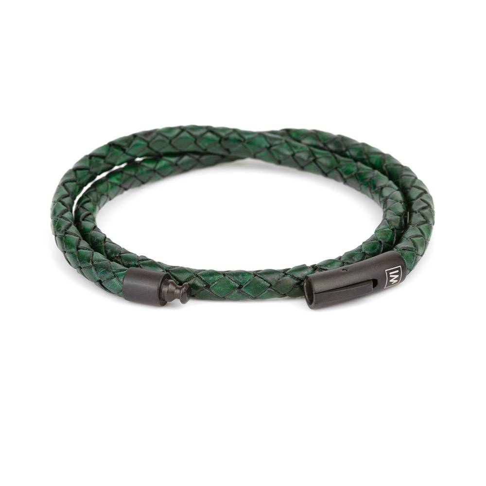 Personalized Woven Leather Double Wrap Bracelet for Men