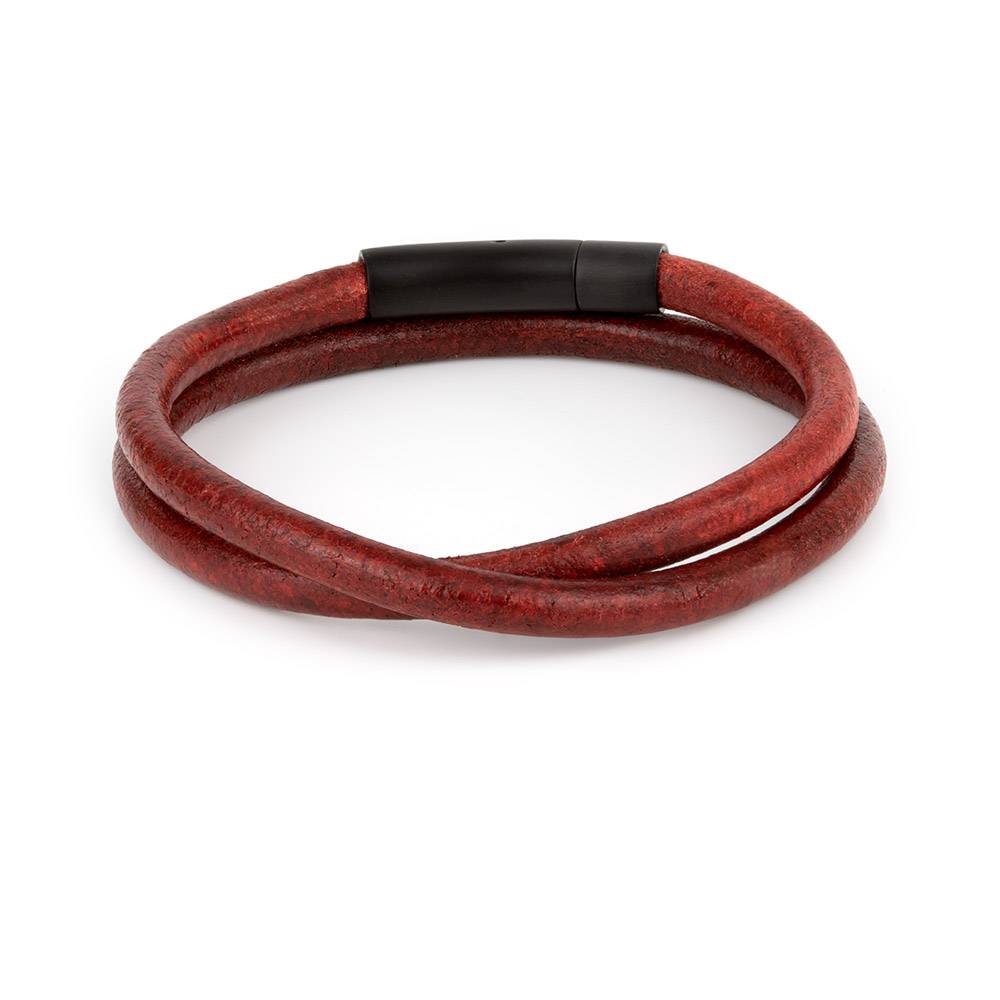 Arcas Red Braided Leather Bracelet