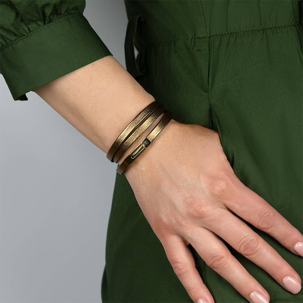 Slim Gold • Leather Bracelet | INMIND Handcrafted Jewellery Thin Leather Multi-Layered Bracelet, Double Wrap