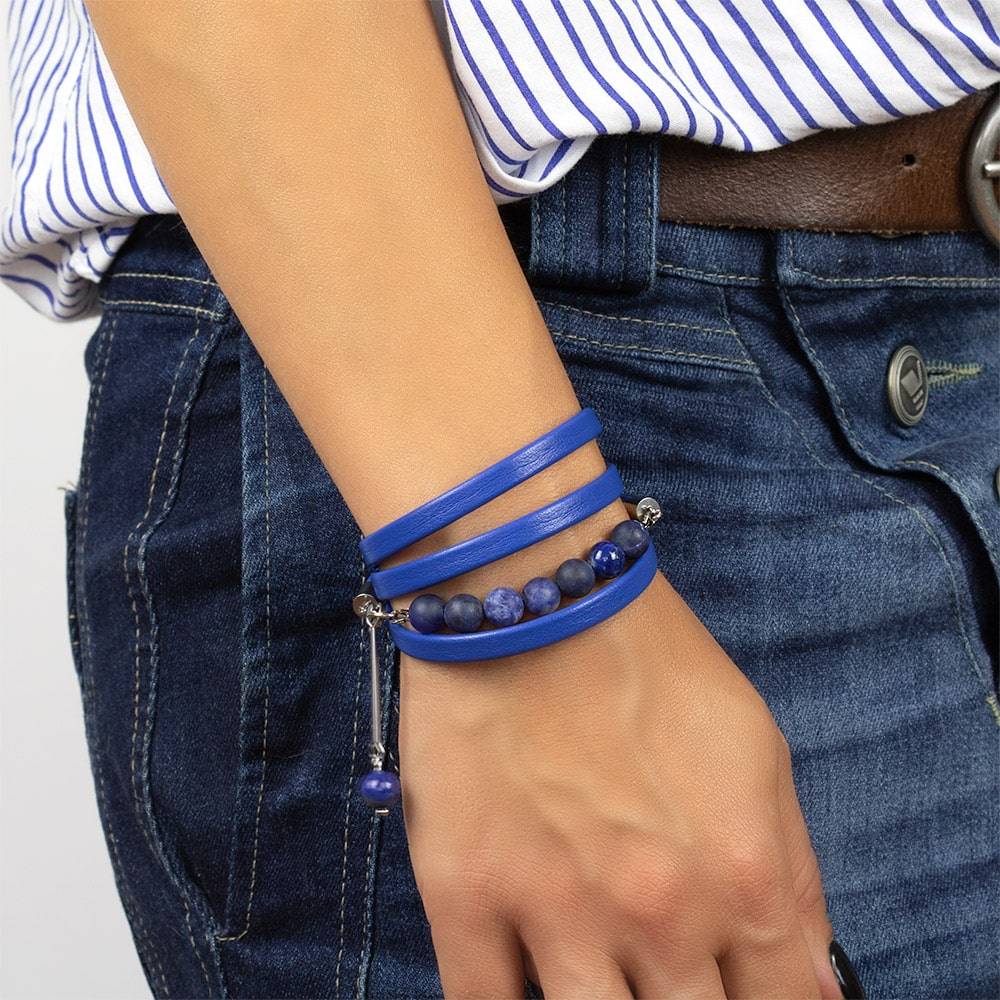 Royal Blue • Beaded Leather Bracelet | INMIND Handcrafted Jewellery