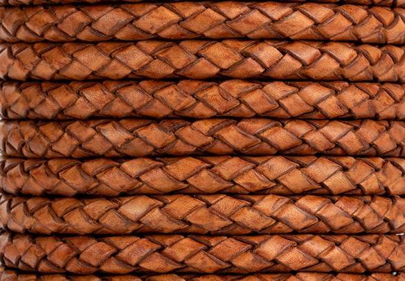 Antique Light Brown Braided Leather