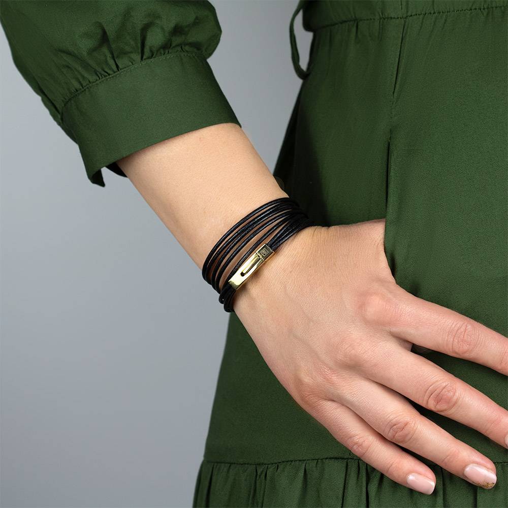 Slim Black • Leather Bracelet | INMIND Handcrafted Jewellery Thin Leather Multi-Layered Bracelet, Double Wrap