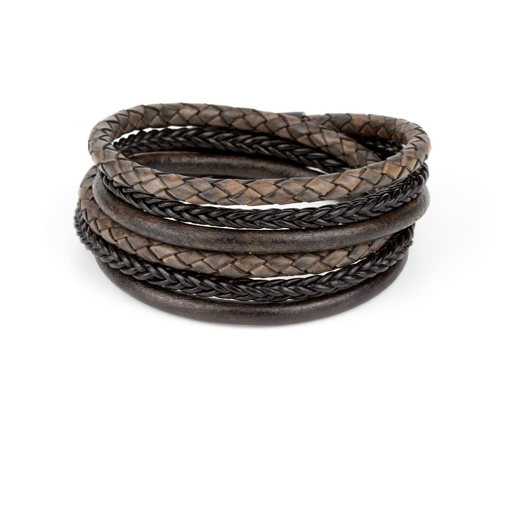 Fossil Men's Leather Braided Multi-Strand Bracelet