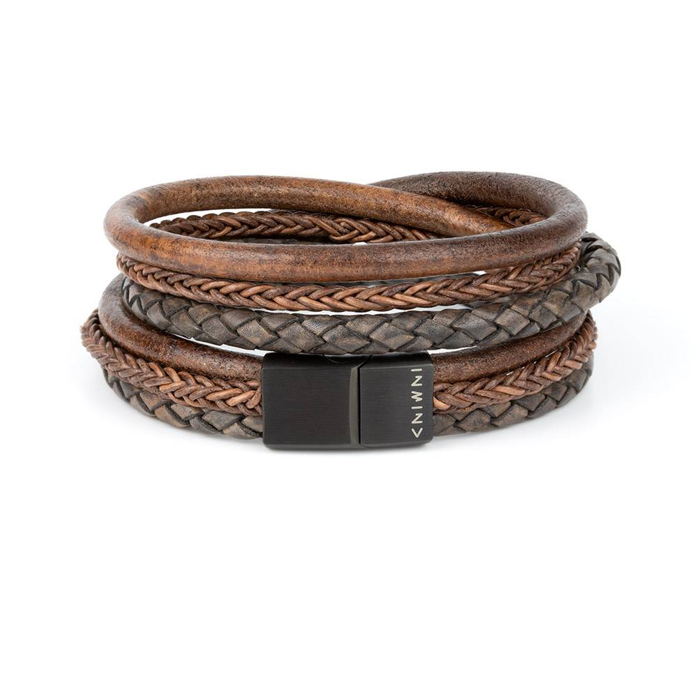 Men's Black Wrap Around Leather Bracelet