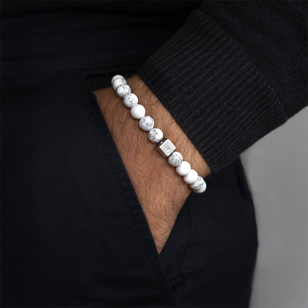 Men's Howlite Beaded Bracelet | Howlite Bracelet for Men